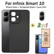 Ốp lưng 3 trong 1 chống sốc cho điện thoại Infinix Smart 10: Kính cường lực mềm + Màng bảo vệ gốm + Màng bảo vệ ống kính, Phụ kiện bảo vệ màn hình thiết yếu, Thích hợp sử dụng hàng ngày, văn phòng, nhà. Bảo vệ màn hình điện thoại, phụ kiện điện thoại, chống thấm nước, chống rơi vỡ và chống trầy xước. - màu đen - Xem 1