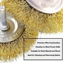 Brass Wire Brush Cup Wheel 10PCS Set For Drill Steel Metal Cleaning Rust Sanding - Champagne - View 6