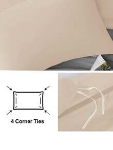 Bộ chăn ga gối 2/3 món màu trơn, bao gồm 1 vỏ chăn, 1/2 vỏ gối, phù hợp với giường đơn, giường đôi, giường cỡ Queen, giường cỡ King, thích hợp cho mọi mùa, đạt chứng nhận Oeko-Tex. - Kaki nhạt - Xem 6