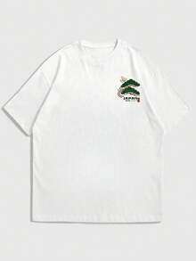 Men's Casual Versatile Simple Japanese Crane Print Short Sleeve T-Shirt