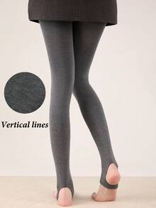 1条200克柔软磨毛薄款罗纹紧身裤，高腰显瘦保暖打底裤，女士秋冬款 - 200G-薄絨 - 查看 14