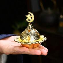 Ngẫu nhiên 3 chiếc Đế đựng hương nhỏ kiểu Ả Rập Trung Đông Golden Hollow/Đế đựng hương thơm bằng kim loại/Đế đựng hương gỗ đàn hương - Nhiều màu - Xem 5