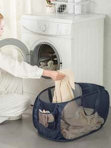 可折叠洗衣篮，多功能网状洗衣篮 - 可折叠，耐用，适合存放衣物和玩具 - 家用收纳，大容量洗衣篮，浴室收纳篮，多种颜色可选，也可用于学校收纳、户外野餐收纳、海滩收纳。 - 彩色 - 查看 8