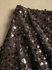 YROOE Fashion Women's New Versatile Skirt, Streetwear/Sexy Clubwear/Party/Elegant, Ins European & American Sexy Sequin Low Waist/Bodycon Mini Skirt - Coffee Brown - Coffee Brown - View 4