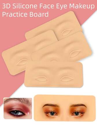 高级5D硅胶眉毛纹身练习训练皮肤垫，适用于眼部永久化妆板、美容学院化妆品合成材料，5片装