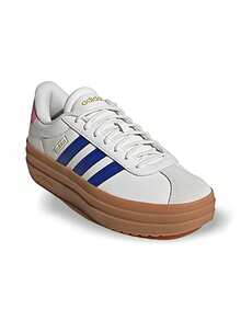 Adidas VL Court Bold 女式运动鞋 透气吸汗 弹性好 百搭 印花Logo 易洗快干 日常户外上学女鞋 白色/棕色/蓝色 JQ5643 - 白色/棕色/藍色 - 查看 6