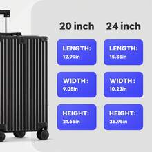 Luggage Set 20/24 Aluminum Frame Luggage Set With Cup Holder & Charge TSA Lock,Hardshell Zipperless Design Carry On And Checked Luggage Unisex (Model A – Black 20inch) - 黑色 - 查看 8