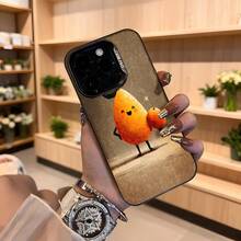 Cubierta de teléfono con diseño de naranja animada color dorado con estampado de fruta sonriente y texto CASETTO para uso diario en floristerías y eventos sociales Aplicable a los teléfonos de la serie Apple y Galaxy - Blanco - Ver 4