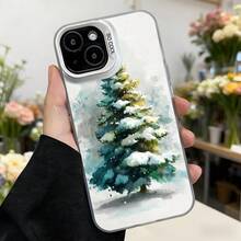 Cubierta de teléfono con diseño de árbol de navidad nevado blanco y verde para iPhone 14 Pro Max funda protectora con estampado invernal ideal para temporada festiva Aplicable a los teléfonos de la serie Apple y Galaxy - Blanco - Ver 7