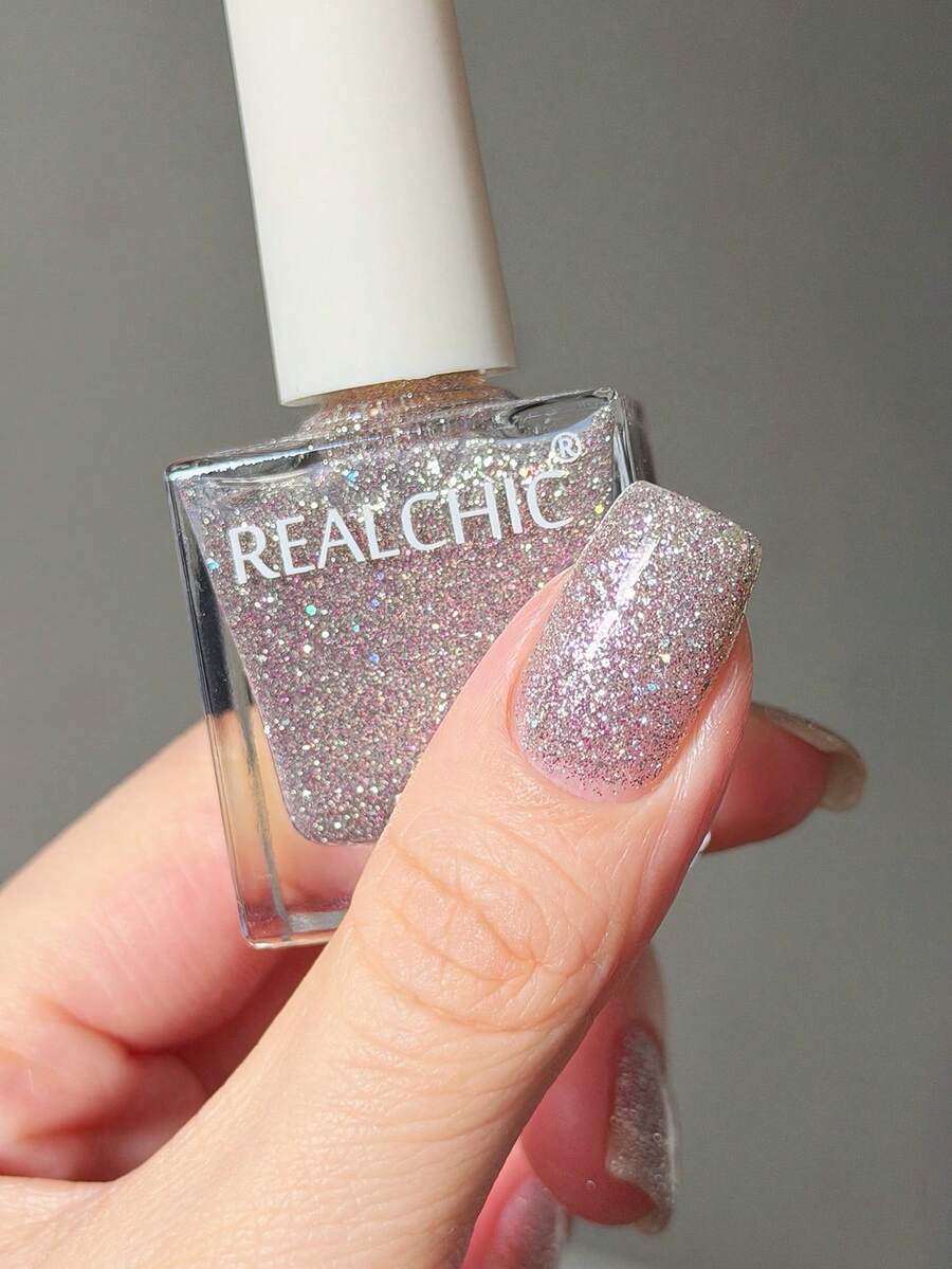 REALCHIC 10ml/Bottle, 2025 New Reflective Silver Glitter Nail Polish, Water-Based Nail Lacquer, Quick Dry, Long-Lasting, Peel-Off, Autumn/Winter Colors, Women Nail Art - 銀色 - 查看 1