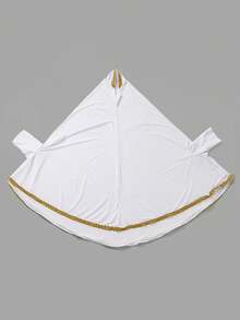 قطعة واحدة ثوب عباءة طويلة الأكمام للنساء باللون الواحد، صلاة ذو قلنسوة، خمار فضفاض كاجوال، مناسب للاستخدام اليومي