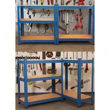Shoze Thickened Heavy-Duty 5-Layer Metal Storage Rack 90x40x180cm - Red/Blue Garage Workshop Warehouse Office Shed Storage Rack -1 Piece - Blue - View 2