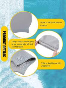 كاب سباحة سيليكون أحادي اللون عالمي للرجال والنساء، لا يضيق على الرأس، مقاوم للماء، ناعم، يحمي الأذنين، قابل للتنفس، له مرونة ومناسب للشعر الطويل، كاب سباحة مصمم خصيصًا للتدريب على السباحة - متعدد الألوان - مشاهدة 7