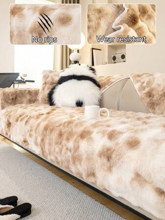 1pc Thick Plush Sofa Cushion Cover, Modern Minimalist Anti-Slip Warm Sofa Seat Pad, Dust-Proof Washable Sofa Slipcover, Light Coffee Soft & Fashionable, Pet-Friendly Protector Fit For Bedroom, Office, Living Room, L-Shaped Sofa And 1/2/3/4 Seater Sofa