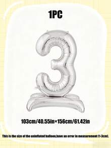 1pc 60-Inch Giant Standing Foil Number Balloon, Gold/Silver/Rainbow Color 0-9 Base Digit Balloons Suitable For Birthday Party, Anniversary, Event, Storefront Display, Family Gathering Decoration - Multicolor - View 18