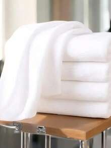 5pcs Minimalist White Towels, Hotel Lint-Free Towels, Soft Absorbent Face Towels, Bathroom Supplies - Multicolor - View 4