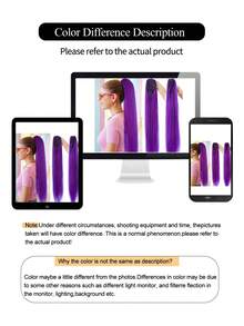 28Inch Synthetic Omber Long Straight Braided Ponytail Hair Extension Elastic Rubber Band Wrap Around Ponytail Hairpiece For Women Brown Blonde Fake Hairpiece 1PC - Multicolor - View 8