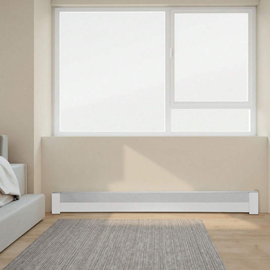 Baseboard Heater Covers, Basic Series 6 Ft Standard Electric Heating Unit Front Cover For Home Improvement, Heavy-Duty Steel, Easy Installation For Bedroom Replacing Old Cover, White - 6ft - View 1