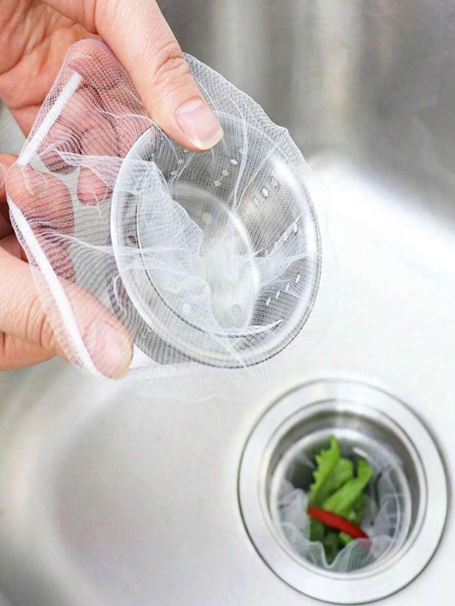 100 قطعة/مجموعة مصفاة بالوعة بيضاء، مناسبة للمطبخ والحمام والأغراض المنزلية - أبيض - مشاهدة 1