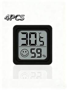 1/2 pezzi Mini termometro igrometro con faccina sorridente, display LCD biadesivo, monitoraggio preciso delle variazioni di temperatura e umidità in ambienti interni/esterni, camera da letto, sala da pranzo, ufficio, terrario per rettili