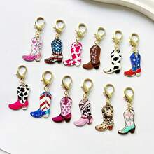 12 Pieces/Cowboy Boot Hanging Keychain Retro Western Style Cowboy Boot Set, Zinc Alloy, Various Western Style Boot Decorations, Geometric Patterns, Bojano Theme - Nhiều màu - Xem 4