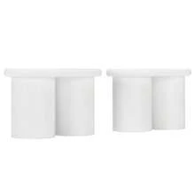 Irregular Bench, 2 Small Stools, 16 X 42 X 24.5 Cm, Irregular Coffee Table Bench - White - View 4