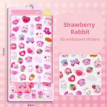 Pegatinas 3D de dibujos animados lindos, pegatinas transparentes en relieve y creativas para scrapbooking, pegatinas decorativas de piedras preciosas de cristal para manualidades de niños, regalo de Navidad/Acción de Gracias/cumpleaños para niños