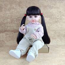 55cm/22 Inch Adorable Soft Vinyl Simulation Doll Long Hair DIY Hairstyle Lifelike Reborn Dolls Dress Up Game Accompanied Toys Birthday Present