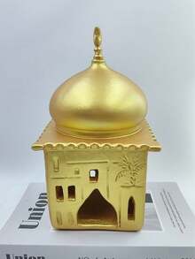 1pc Creative New Middle Eastern Style Crescent Moon Castle Incense Burner Decor, Elegant Tabletop Center Piece, Suitable For Indoor/Outdoor Decor, Office, Mosque - Muslim Holiday Gift (No Electricity Required)