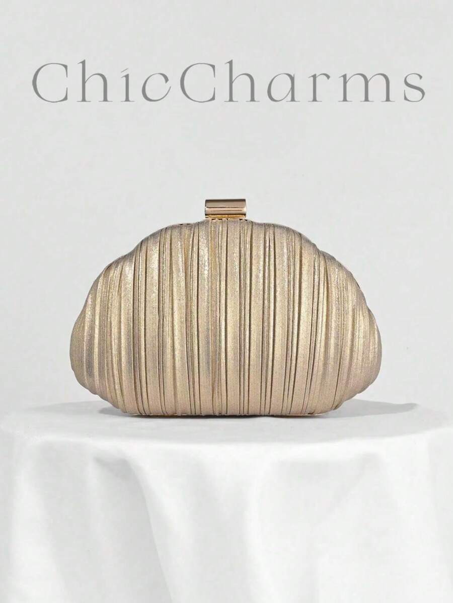 Satin Pleated Box Design Evening Clutch Bag, For Party, Formal Dress, Ball, Prom, Bridal, Prom Bag For Party, Clutch Bag For Wedding