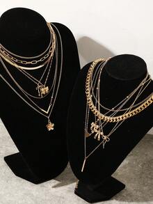 17KM Conjunto de 14 colares com pingentes simples e modernos em estilo vintage: moeda, coração, laço, borboleta e formas geométricas básicas. Ideal para presentear mulheres, irmãs e casais. Perfeito para férias, encontros, ocasiões casuais, festas, casamentos, Natal e Dia dos Namorados.