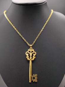 1 pieza Nuevo collar con colgante de llave minimalista y hueco de moda - Dorado - Ver 6