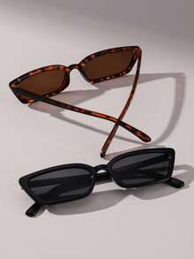 قطعتان من النظارات البلاستيكية ذات الإطار الهندسي للنساء، بطراز شارع أنيق وجمالي، مناسبة للتنزه والشاطئ والتخييم وتصوير الشوارع - متعدد الألوان - مشاهدة 5