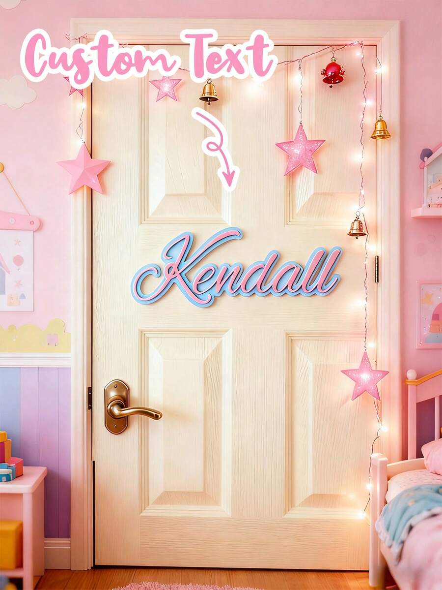 1pc Customized Illuminated Name Plate, Personalized TPU Name Plate, Home Decor Personalized Name Tag With Lighting Effect, 3D Printed, Personalized Bedroom Or Indoor Decor, Easy To Hang And Install, Suitable For Room, Wall, Door, House, Bedroom Decoration, Most Practical Item.