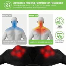 Masajeador de Espalda Masajeador de Cuello, Masajeador de Espalda y hombros con Calor, Masaje Cuello  con 3 Velocidades, Masajeador Eléctrico para Hombros, Piernas, Pies, alivio del dolor Muscular Corporal, Regalos para Mamá y Papá - Negro1 - Ver 4