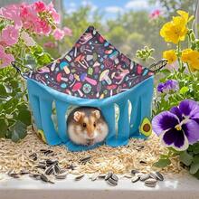 Small Pet Hideaway House, Hanging Corner Hideout For Small Animals, Cozy Corner Pet Hammock Tent, Washable Play & Resting Habitat For Hamsters, Ferrets, Squirrels, Sugar Gliders, Chinchillas, Rabbits, Hedgehogs (Exclusive Pattern) - Multicolor - View 50