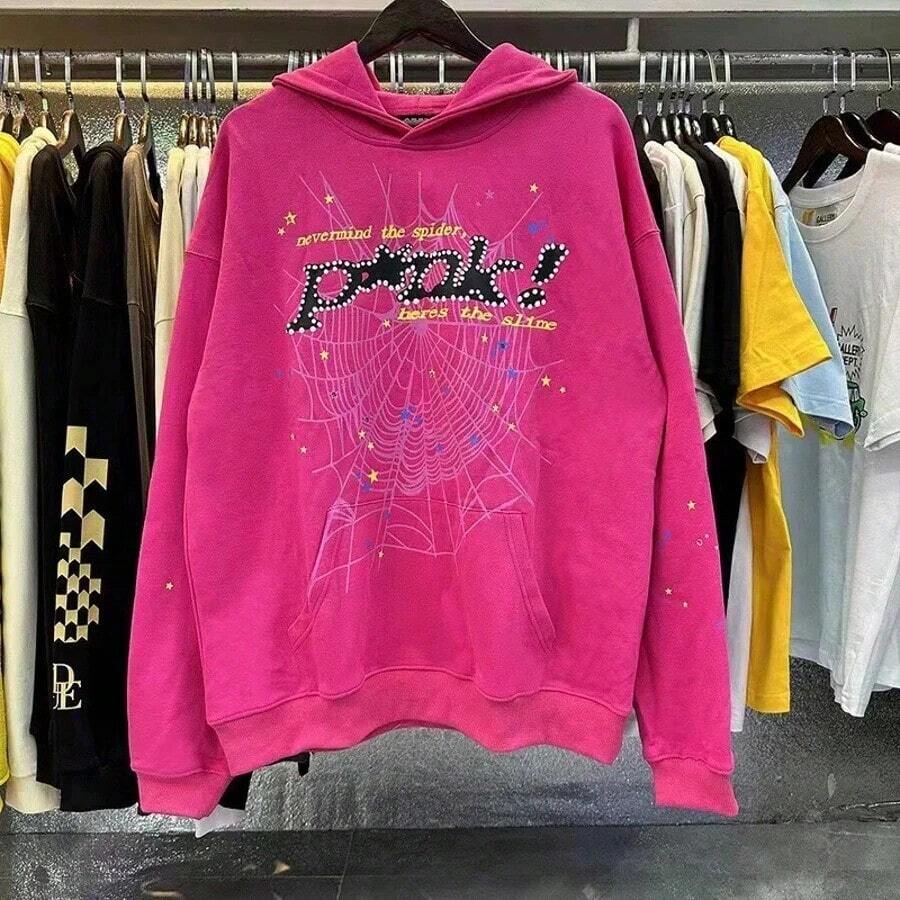 New Spider Hoodie Set For Boyfriend And Girlfriend - Up Jacket - Y2K Style - Hooded Sporty Fashion - Single Piece Loose-Fitting Hooded JacketY2Y-W-Vacation Outfits Women - 粉色 - 查看 1