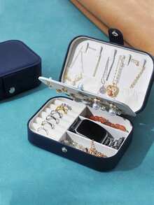 1 caixa de joias de couro portátil para pulseiras, colares, brincos, anéis, necessaire de verão para mulheres, organizador de armazenamento, presente de viagem, volta às aulas