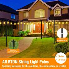 2/4/6 Pack String Light Poles, Outdoor String Light Pole 10 Ft Forked Metal Light Pole With Adjustable Outdoor Light Stand, Deck, Backyard, Garden, Wedding, Rustproof And Sturdy With Hooks - màu đen - Xem 4