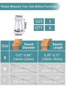 4/8/16/24 件椅腿地板保护垫 - 厚 TPE 硅胶家具滑块，透明椅套，用于降噪和地板保护，耐用家具脚垫，适用于桌椅、沙发和咖啡桌（圆形、方形） - 透明淺灰 - 查看 17
