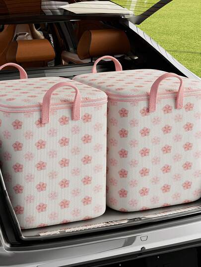 4 أحجام من صناديق تخزين قماشية قابلة للطي بأسلوب بوهيمي مع مقابض، سعة كبيرة ومنفذة للهواء، حقائب تخزين محمولة مقواة. مناسبة للغرفة والمنزل والسكن الجامعي. يمكن تخزين البطاطين والملابس النظيفة والمتسخة والألعاب.