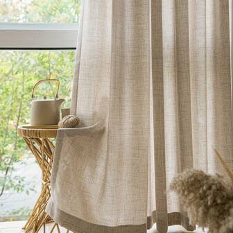 1 pieza Cortina de lino minimalista y moderna de alta calidad, adecuada para puertas de patio de salas de estar y dormitorios, transparente y con aislamiento térmico, lavable a máquina, múltiples métodos de colgado, incluye ganchos