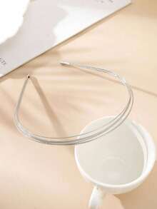 3件套女士金属金色波浪发箍，简约实用刘海发圈，极简优雅发饰，发箍，发绳，头饰发带 - 金色 - 查看 9