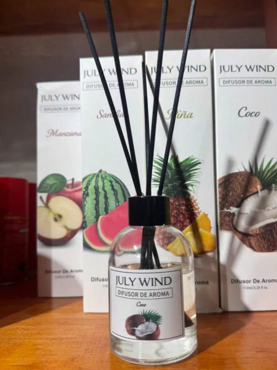 Aromatizante Difusor De Aromas July Wind 110ml Aroma Manzan Varillas July Wind Manzana,piña,durazno,uva,sandia ,pera - Coco - Ver 1