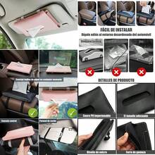 HEKE Soporte de pañuelos para Visera, Caja de pañuelos para Visera de Coche con Banda de Goma elástica Ajustable, Funda organizadora de Piel sintética para Consola , Visera de Coche,(Rosa) - Multicolor - Ver 1