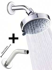 One High-Pressure 4-Inch Round Shower Head With A Stylish Square Overhead Design. This Durable, High-Pressure Wall-Mounted Shower Head Is Made Of Thickened ABS Material, Enhancing The Showering Experience. - Silver Round - View 12