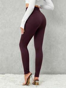 Damen Lässig Skinny Strickstoff Lange Hose mit mittlerer Dehnung, bequem für den Alltag
