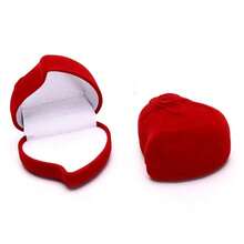1pc Valentine's Day Red Heart Rose Flower Ring Box, Flocked Proposal Ring Box, Wedding Heart Couple Ring Box, Suitable For Holiday Anniversary Wedding Proposal Jewelry Box