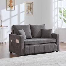 Multifunctional Fabric Sofa, Foldable Pull-Out Sofa, Small Living Room Sofa With Two Functions, Removable And Washable, With Storage Bag, With USB Charging Function, With Cup Holder - Grey - View 6