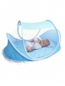 Cuna Moisés Plegable Portátil Mosquitero Bebe Colchón - Azul - Ver 4